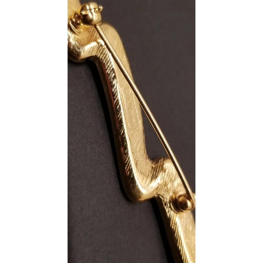 Vintage Monet Rhinestone Brooch – Gold Tone Lightning Bolt Pin